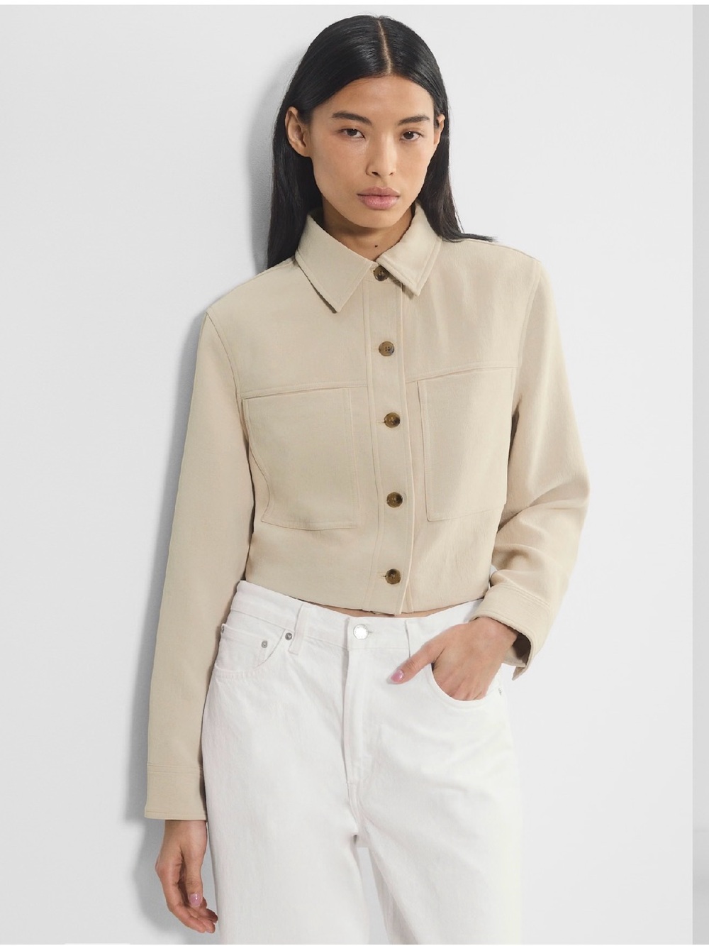 WILFRED • Aritzia Little Cropped Jacket - Crepette beige - Size small